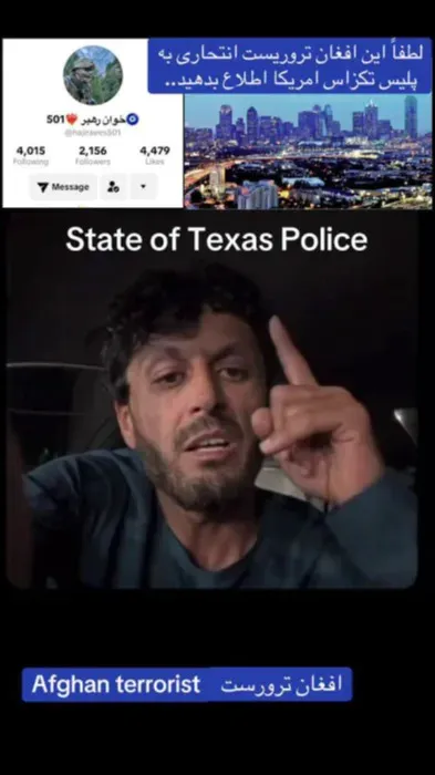 Federal authorities report that a man from Afghanistan in Texas issued a suicide bomb threat on social media.