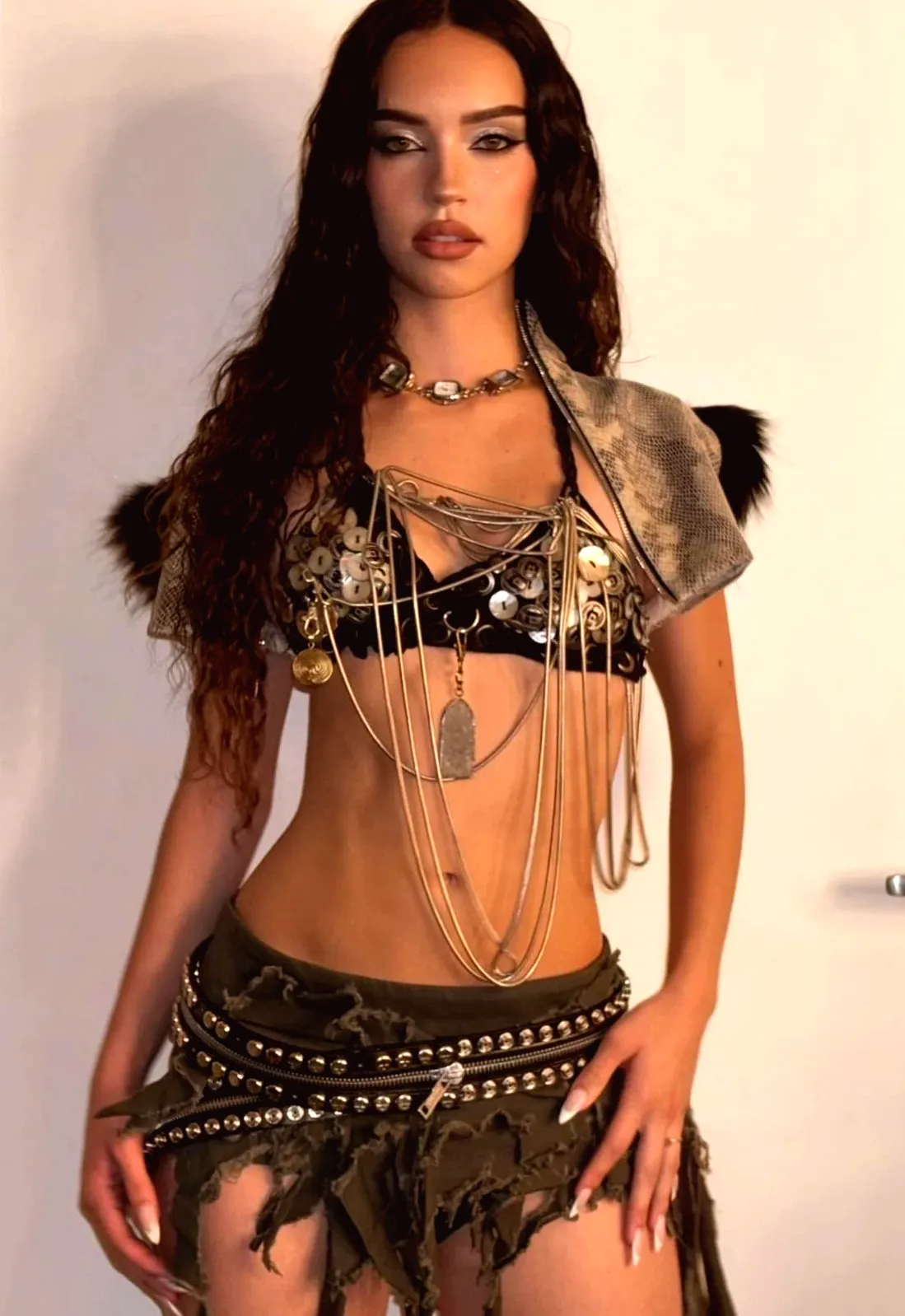 KATSEYE Star Daniela Avanzini Channels Pop Diva Vibes with Silver Chains and Fur Hood