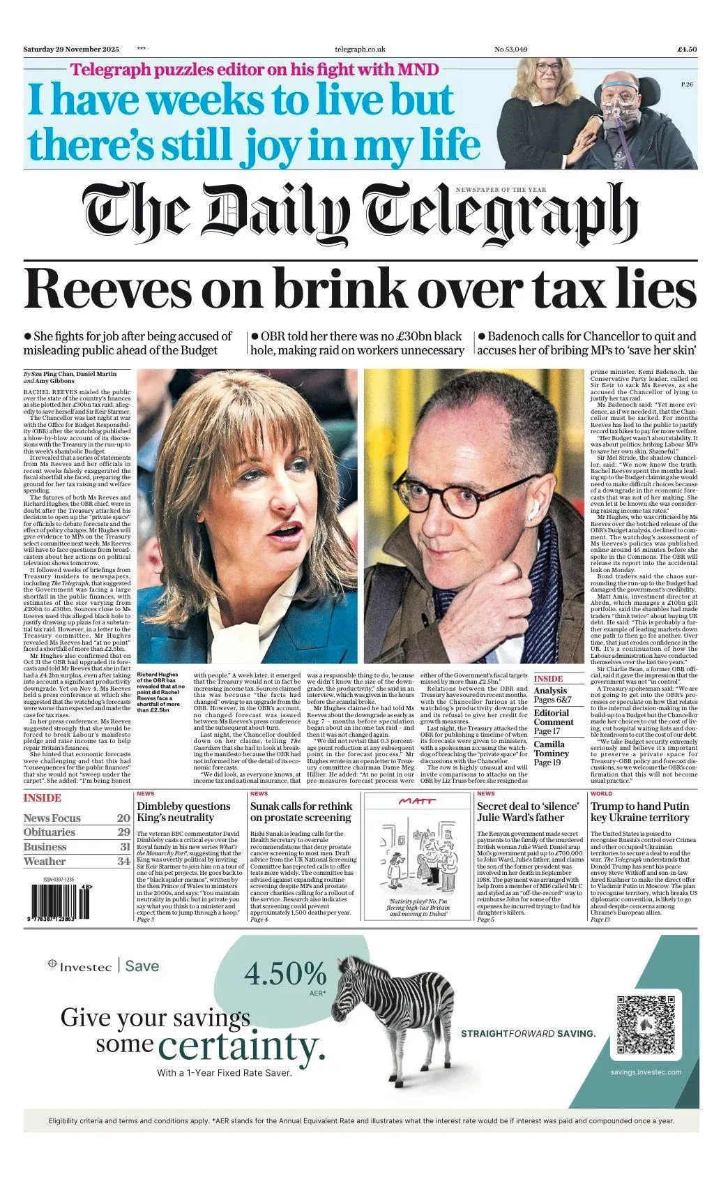 'Reeves on the edge' and 'Chancer of the Treasury'
