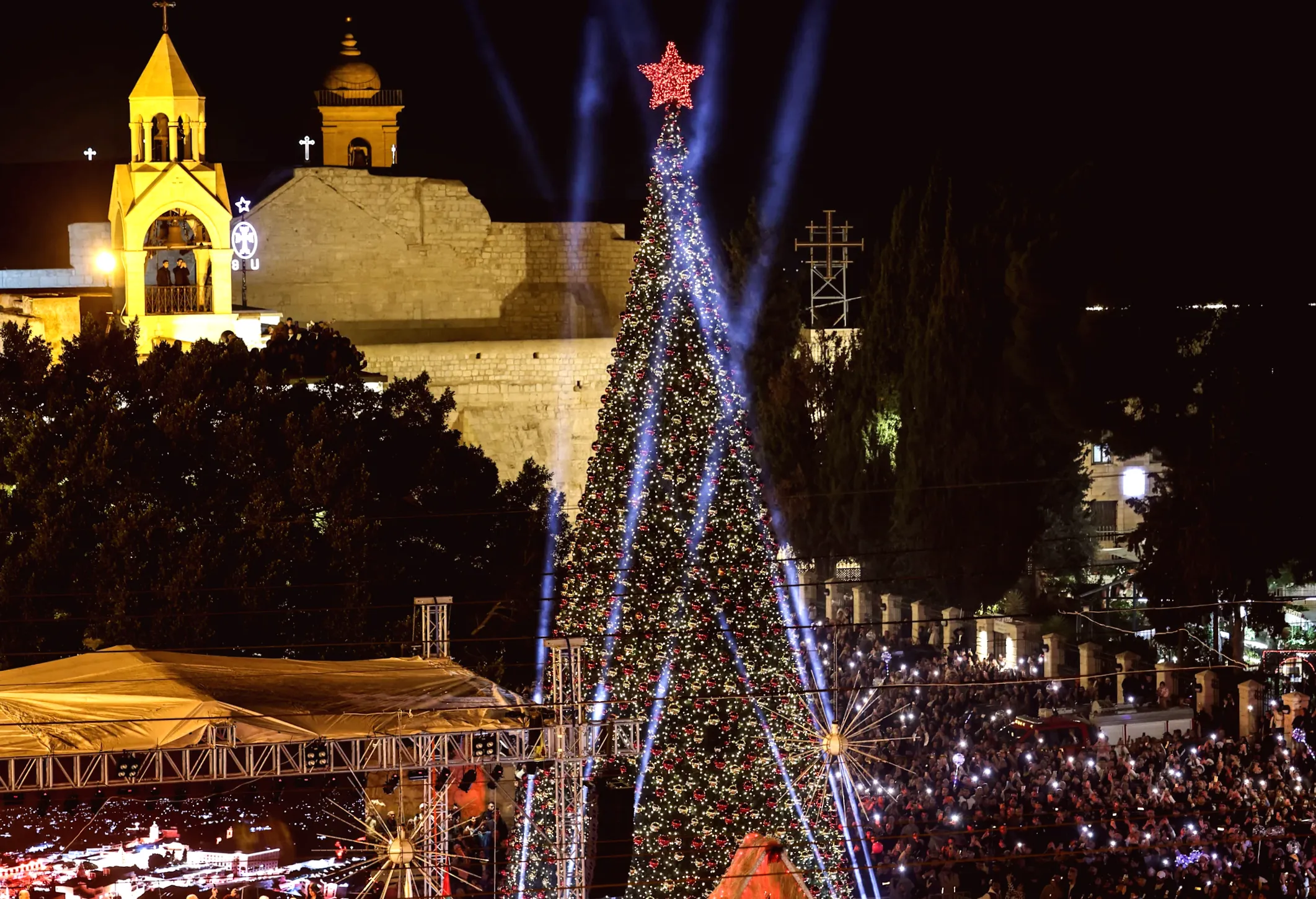 Bethlehem illuminates Christmas tree with hopes for economic recovery