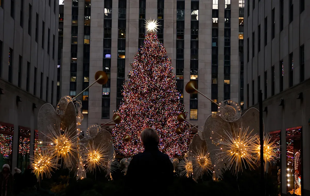 "Watching the annual holiday tradition 'Christmas in Rockefeller Center' tree lighting special tonight"