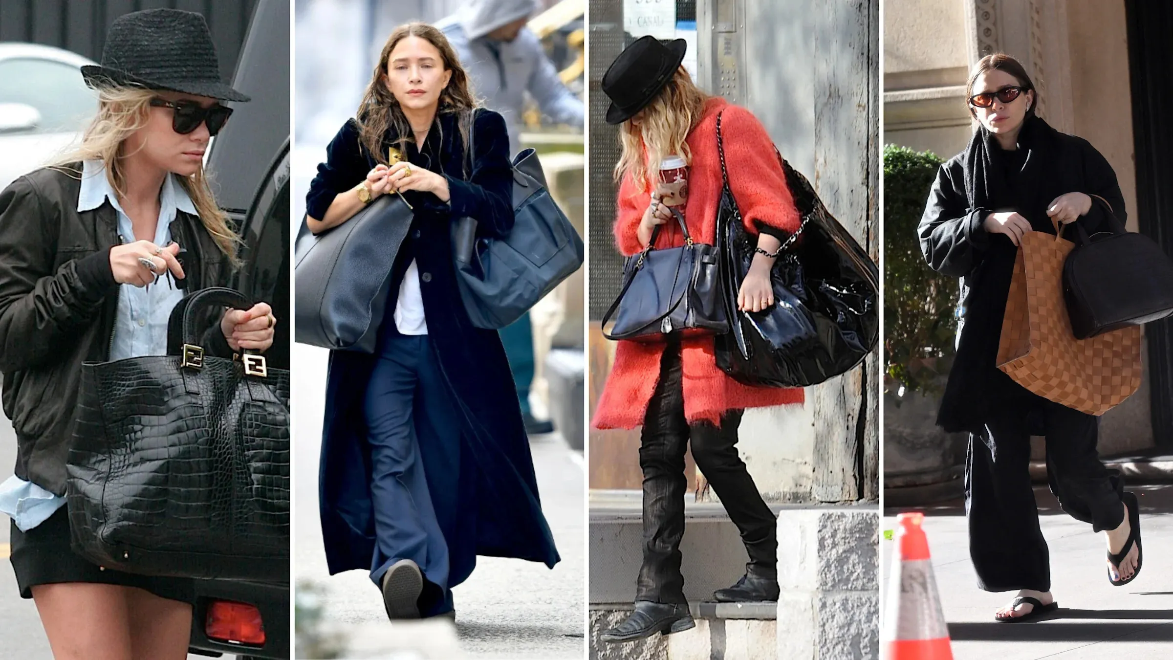 Mary-Kate & Ashley demonstrate that the oversized tote bag remains a wardrobe essential
