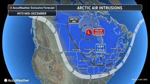 Arctic cold from polar vortex to hit US with triple impact until mid-December