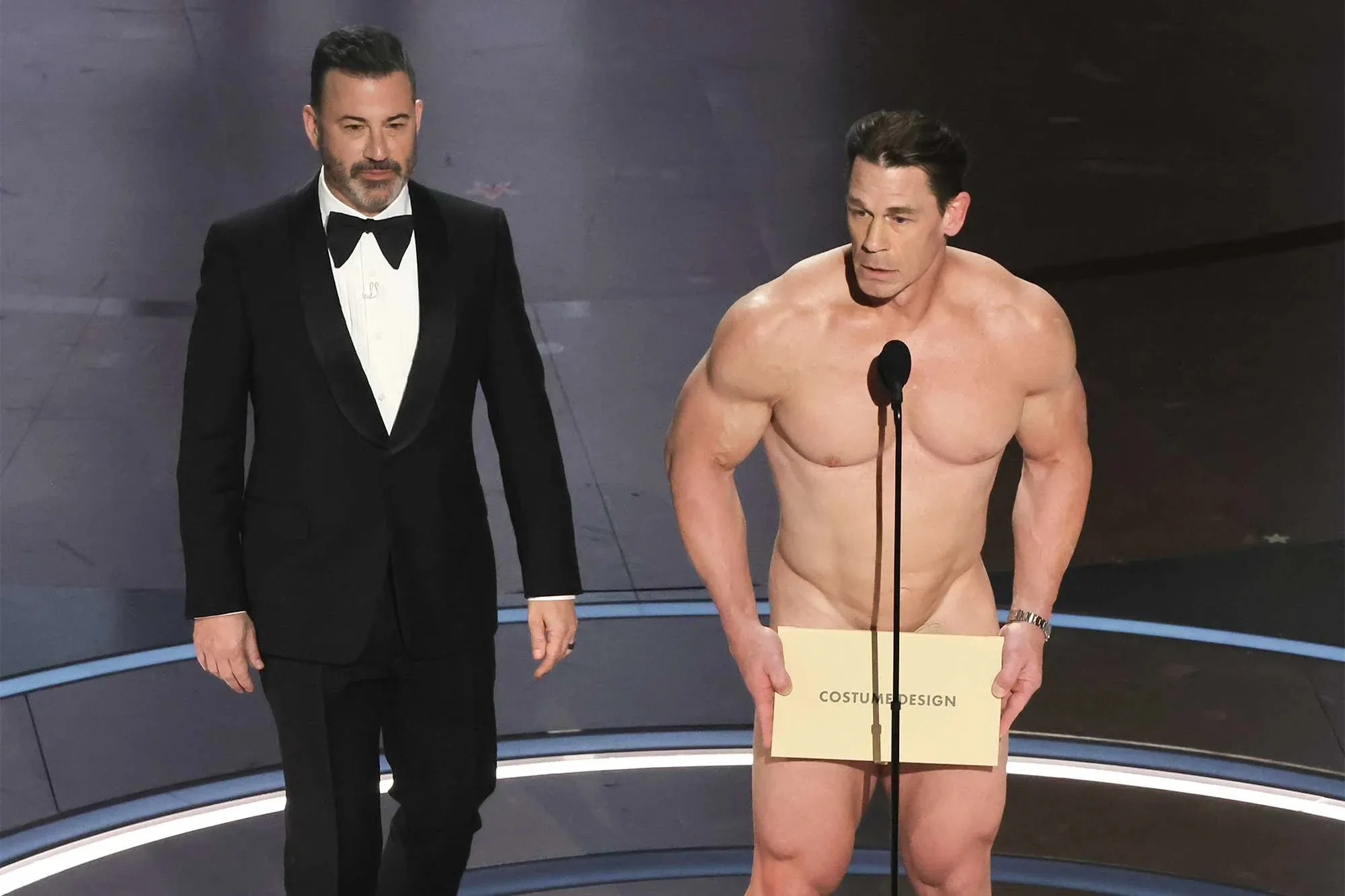 Jimmy Kimmel and John Cena Discuss Wrestler's Oscar Bit That Pushed Dress Code Boundaries