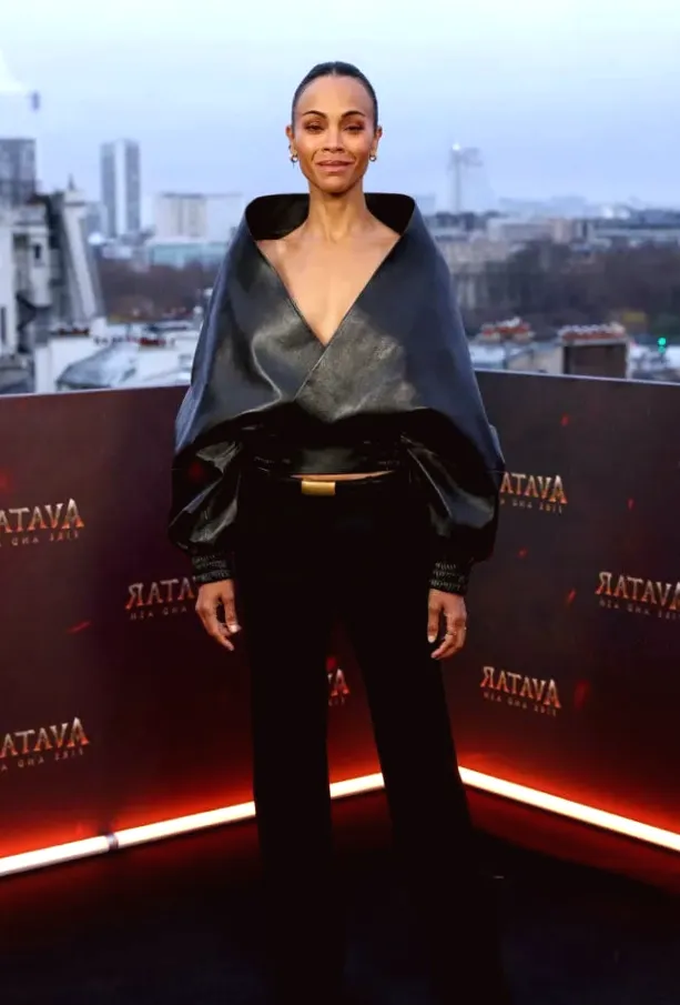 Zoe Saldana Dresses in Balenciaga for 'Avatar: Fire And Ash' Paris Photocall