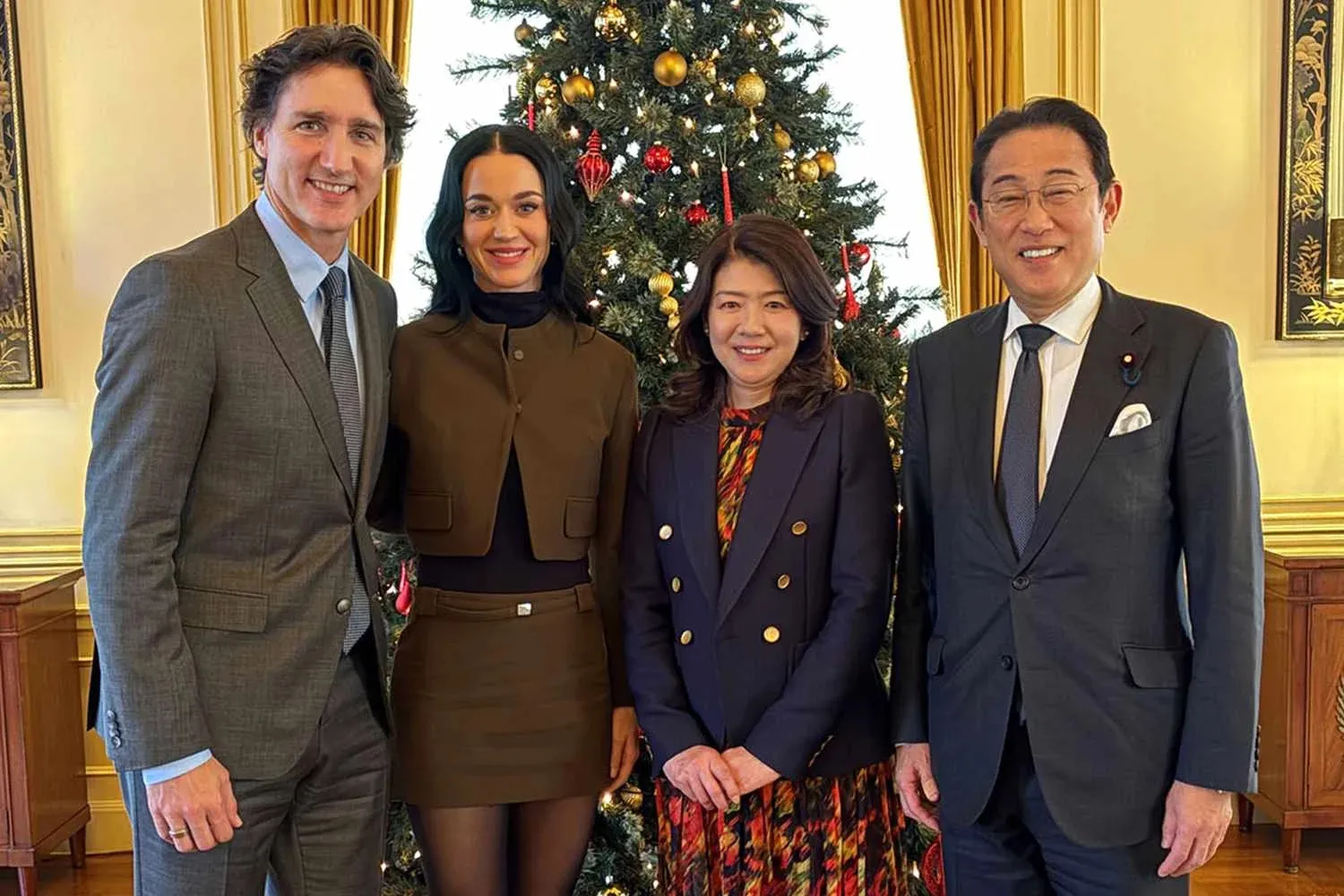 Justin Trudeau Excited to Introduce 'Partner' Katy Perry to Japan's Former Prime Minister in Their First Political Event Together