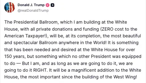 Donald Trump's Newest Ballroom Brag Hits a Wall