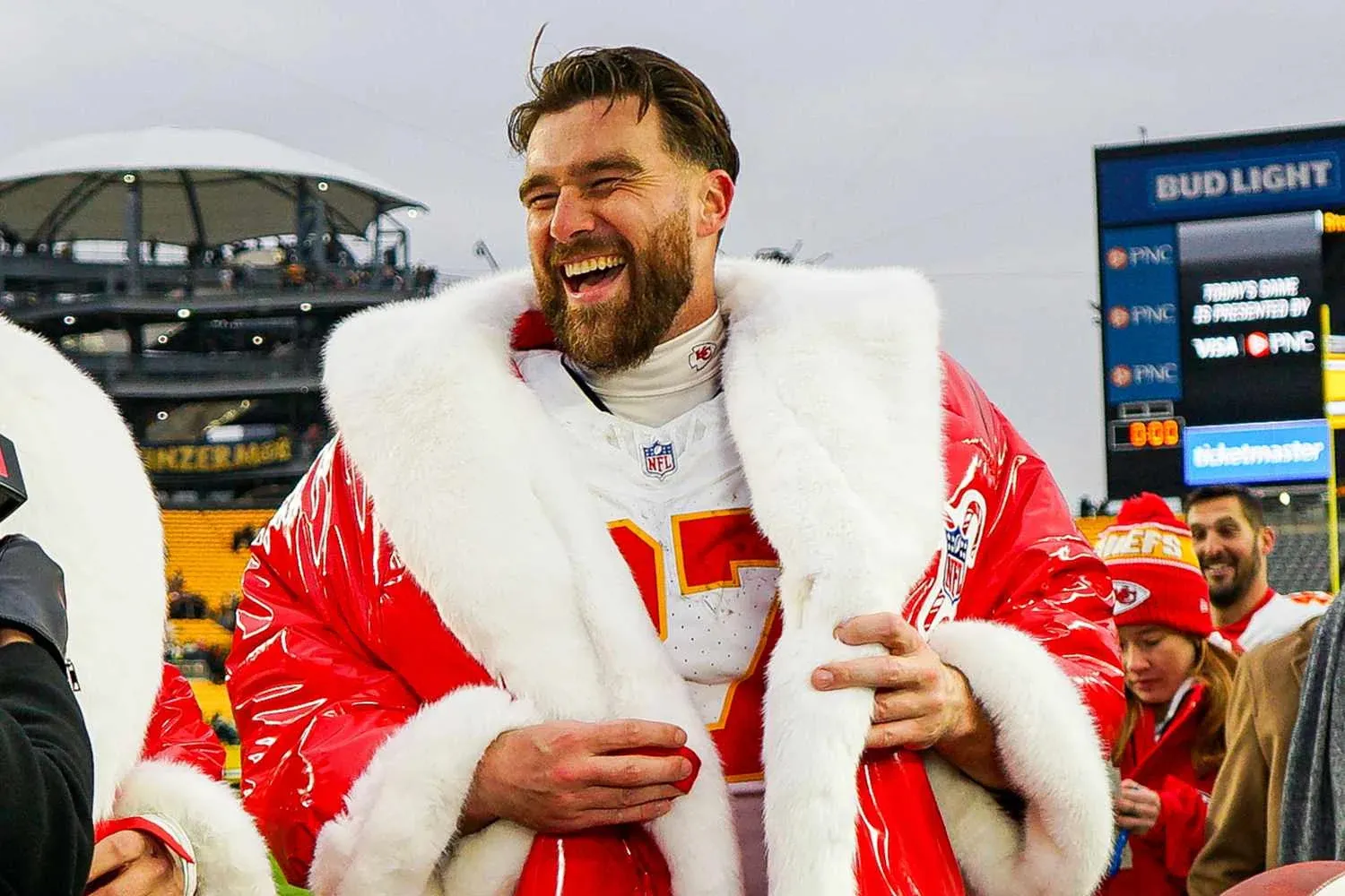 Travis Kelce transforms into an animated elf in the Chiefs' festive video featuring a special narrator