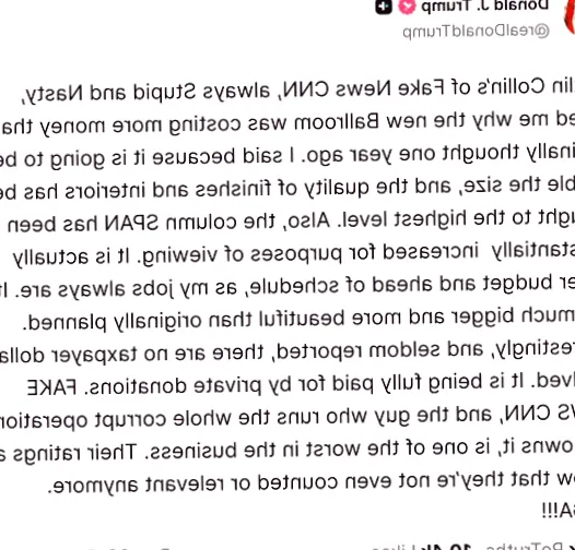 Trump Criticizes CNN's Kaitlan Collins in Another Social Media Outburst