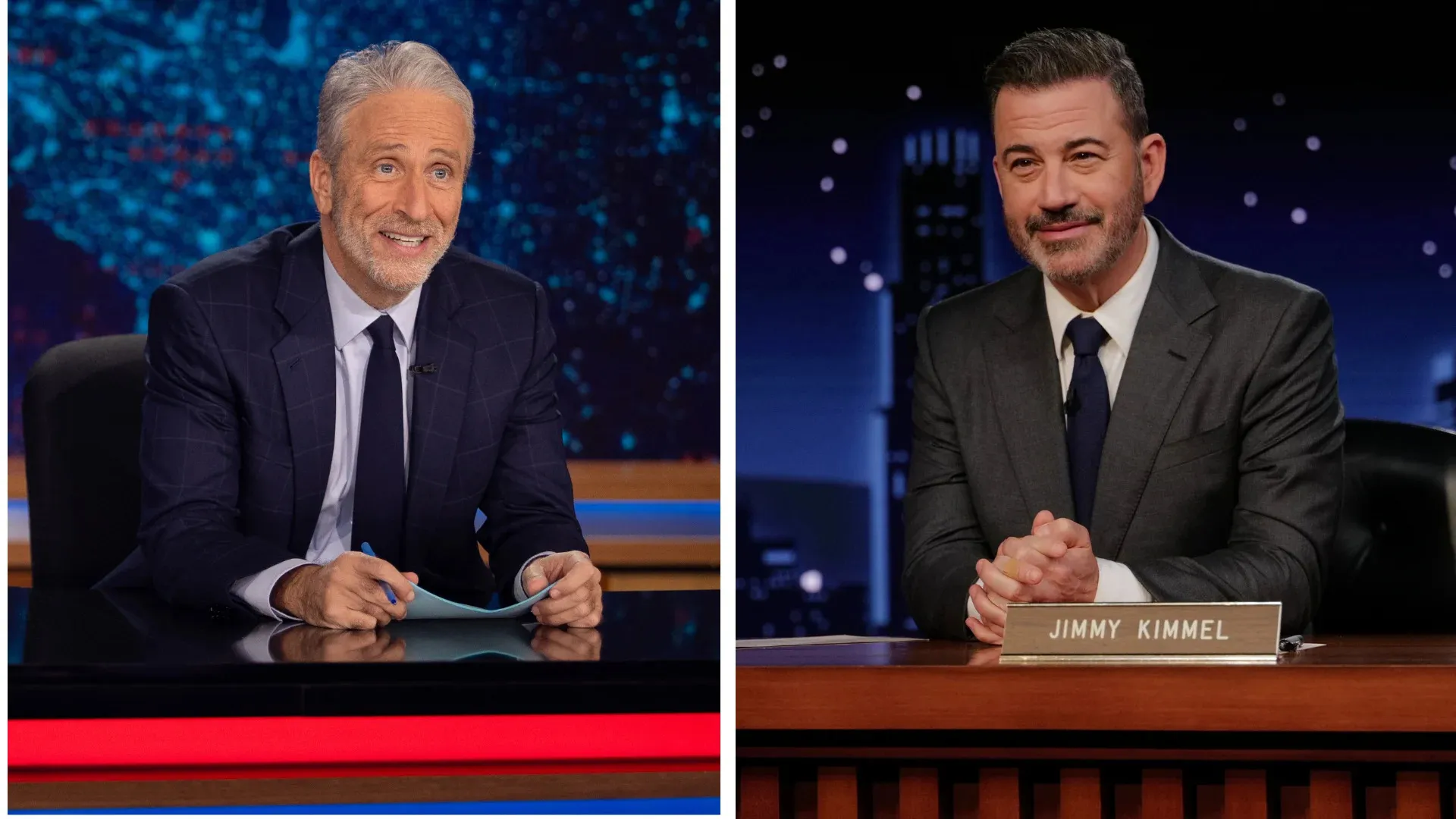 Jon Stewart and Jimmy Kimmel criticize Trump for insulting Tim Walz and undergoing MRI scan