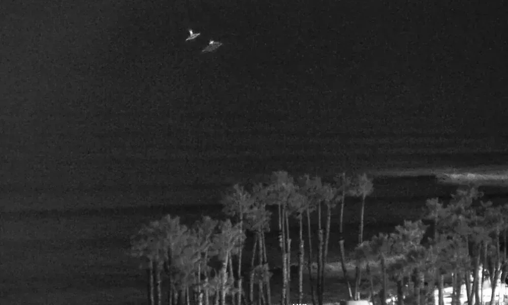 Webcam records mysterious objects above California beach