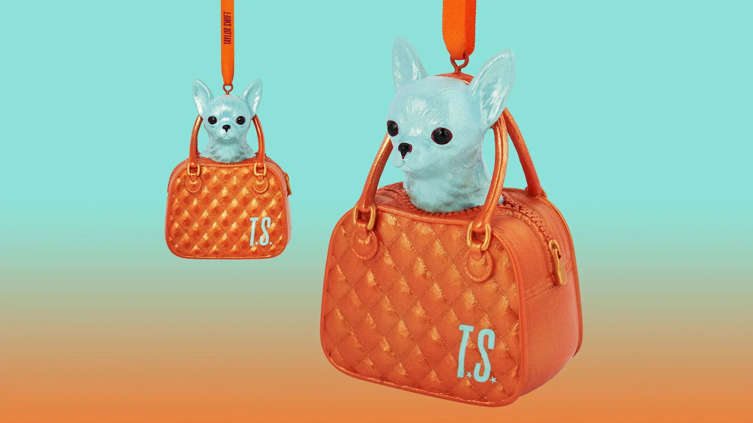 Taylor Swift's holiday merchandise features a 'toy chihuahua in a small purse' ornament, causing fans to go wild