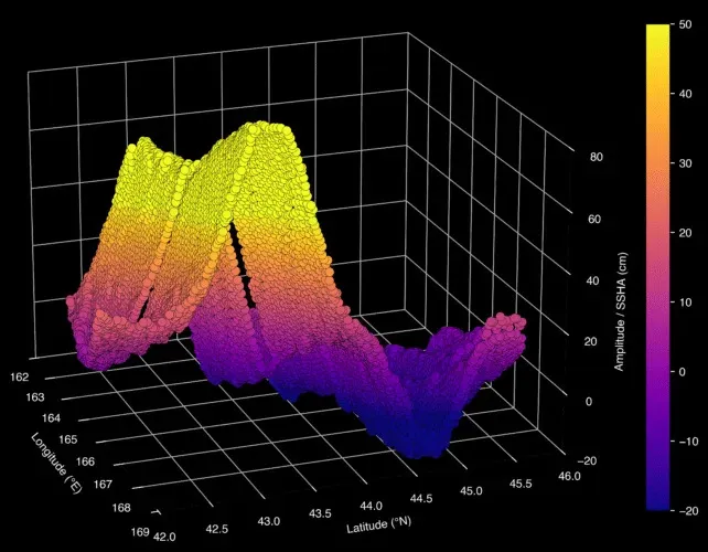 The First Close Examination of a Tsunami from Space Uncovers Surprising Characteristic