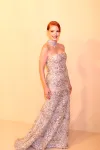 Jessica Chastain accessorizes her Brunello Cucinelli gown with a stunning Damiani statement necklace for the premiere of 'Brunello, The Gentle Visionary'